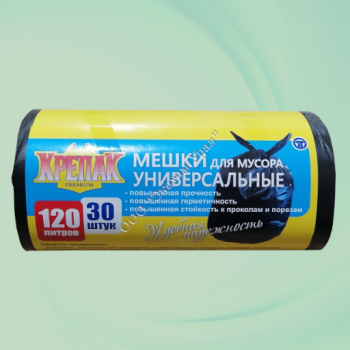 Пакеты д/мусора ПНД Крепак (в рулоне, 15 мкм) 120 л, 10 (30) шт в комплекте - Экохим-Урал - промышленная химия, бытовая химия